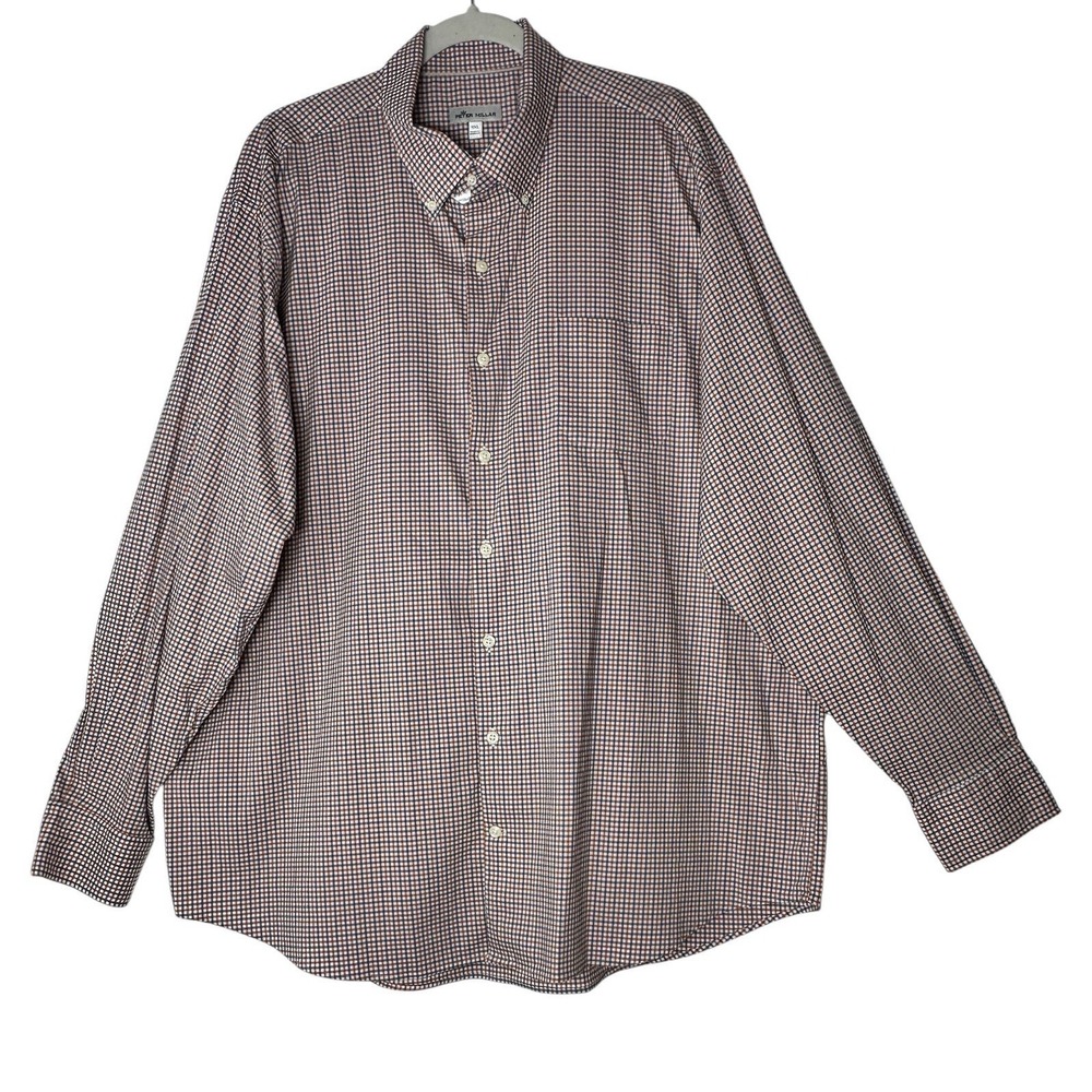 New Peter Millar Plaid Button Up‎ 100% Cotton Dress Shirt XXL Career Formal